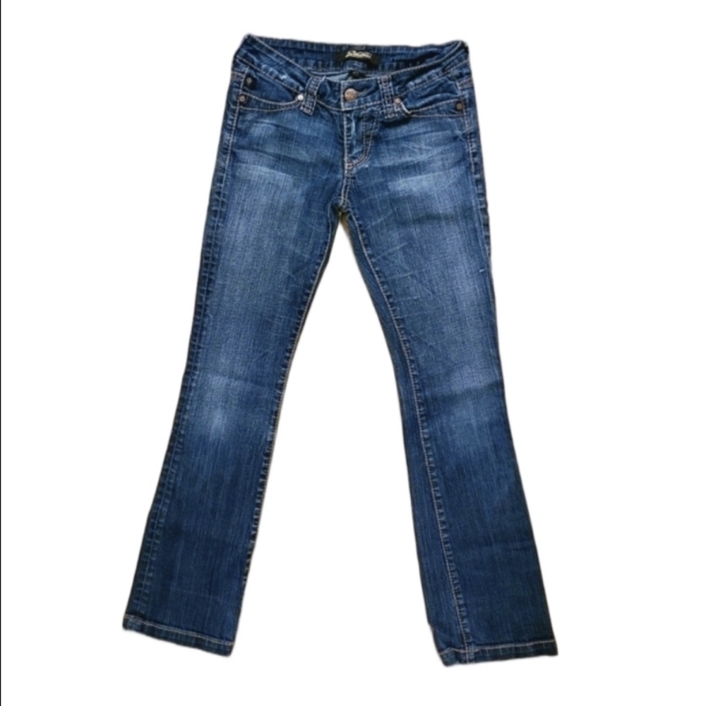 Serfontaine Y2K Jeans Low Rise Bootcut Flare Medium Wash Stretch Denim Size 26